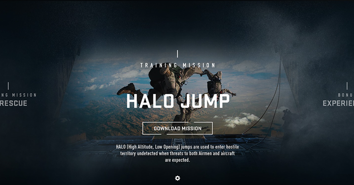 Main menu of the app where you select different missions